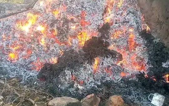 Farm produce set ablaze by the herders in Powushi, Billiri LGA