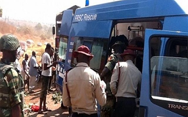 FILE PHOTO: FRSC officials at a scene of an accident