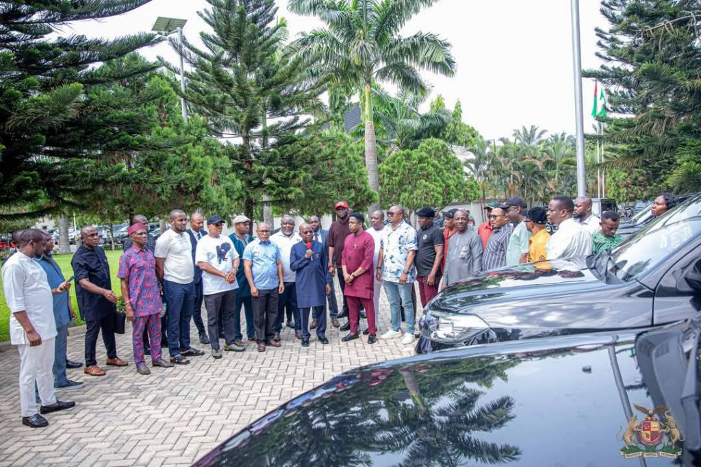 Gov Otti presenting 24 Roxette Trucks to state lawmakers in Abia