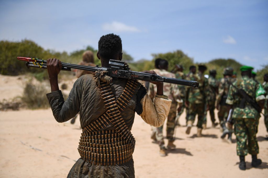 Troops of the African Union Transition Mission in Somalia (ATMIS) and the Somali National Army (SNA) at the Xaaji Cali Forward Operating Base (FOB) in Hirshabelle State of Somalia, on 20 June 2023. The FOB was handed over by ATMIS to the SNA as part of the phased drawdown and handover of security responsibilities to Somali Security Forces, ahead of the December 2024 deadline.