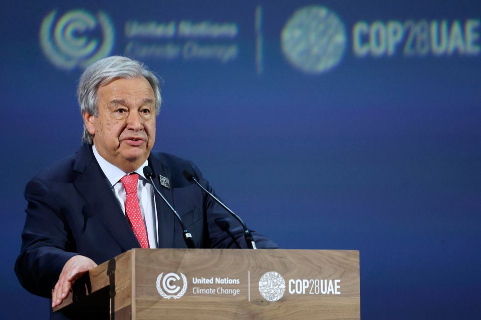 Secretary General of the United Nations Antonio Guterres addresses the opening ceremony of the World Climate Action Summit at Cop28 in Dubai. [PHOTO: X @COP28_UAE]