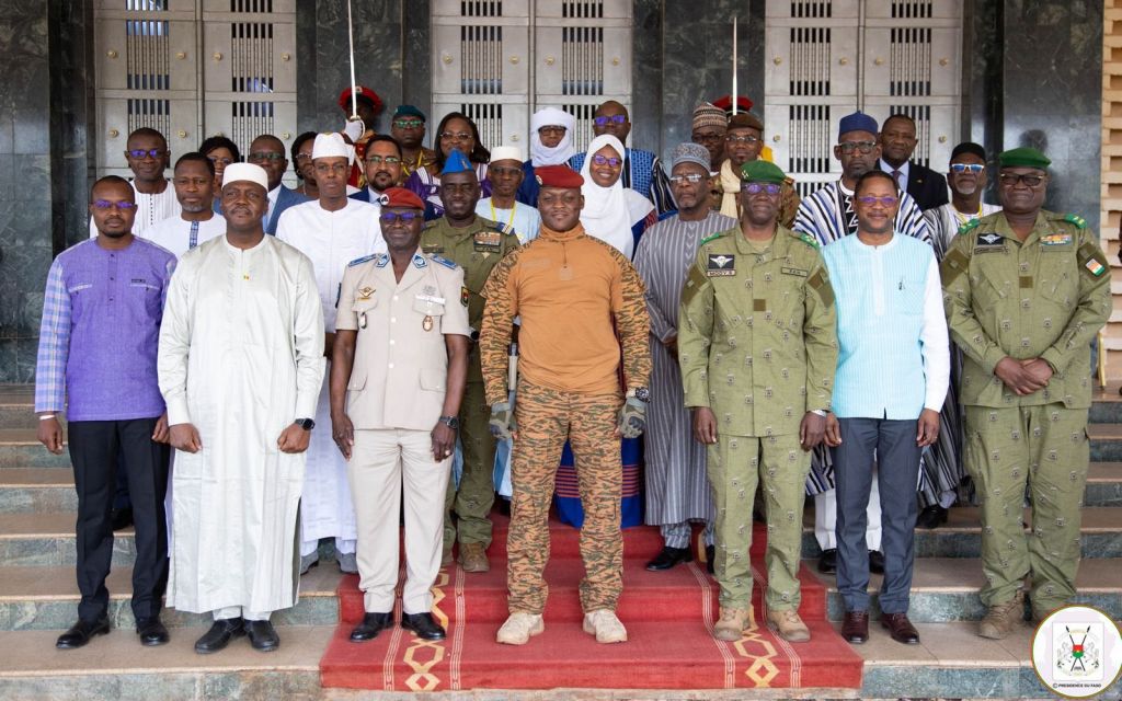 A picture of AES ministers in Ouagadougou for the treaty of the confederation. [PHOTO CREDIT: Official X handle of Sy Marcus Herve Traore | https://x.com/marcus_herve/status/1758314548447093223?s=20]