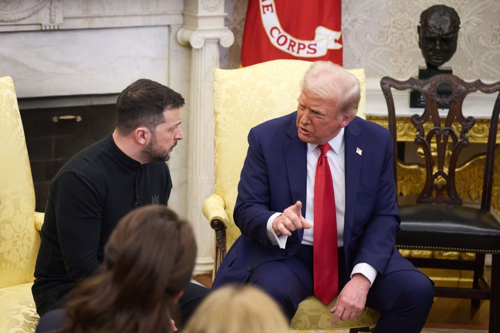 HANDOUT - 28 February 2025, US, Washington: US President Donald Trump (R) meets with Ukraine's President Volodymyr Zelensky in the Oval Office of the White House. Photo: -/Ukrainian Presidency/dpa - ATTENTION: editorial use only and only if the credit mentioned above is referenced in full