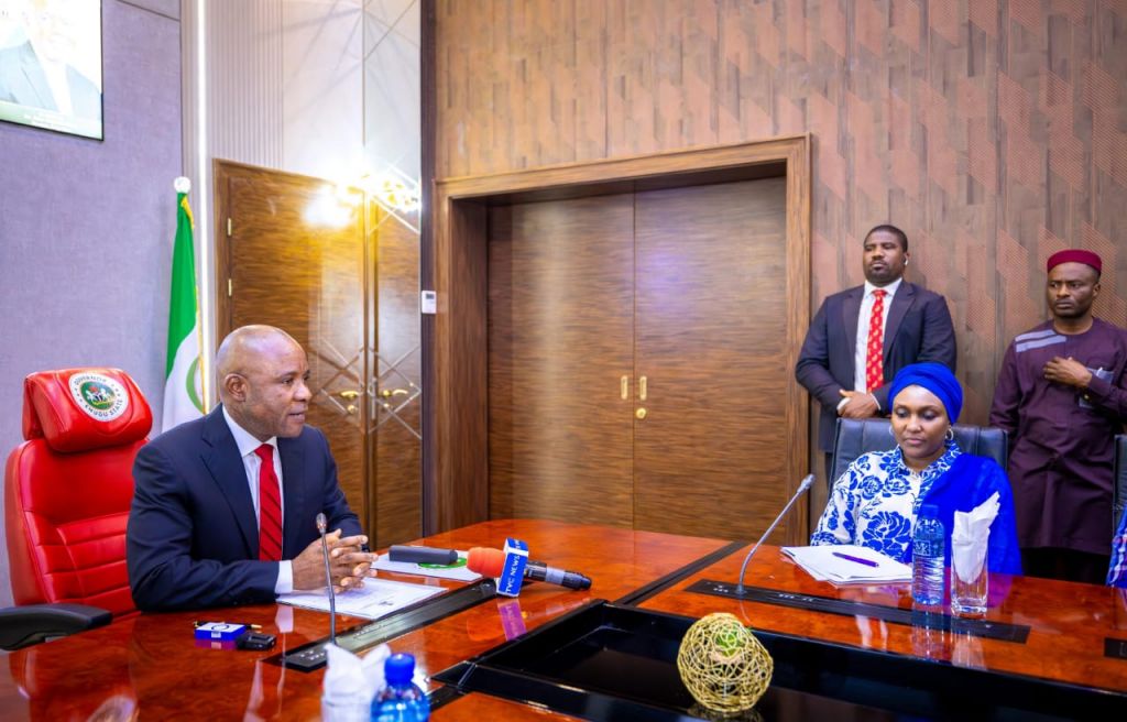 Governor Mbah and Mrs Umar at the meeting