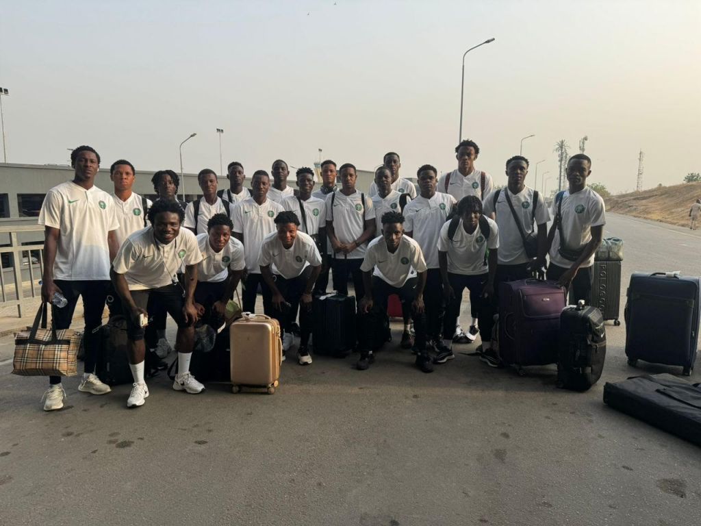 The Flying Eagles’ squad on arrival in Abidjan