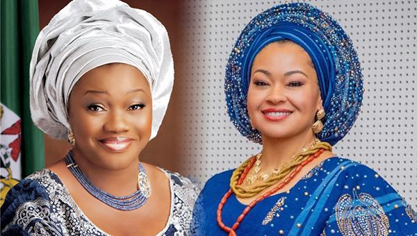 Ekaette Akpabio, wife of the Senate President with Kogi Central Senator, Natasha Akpoti-Uduaghan