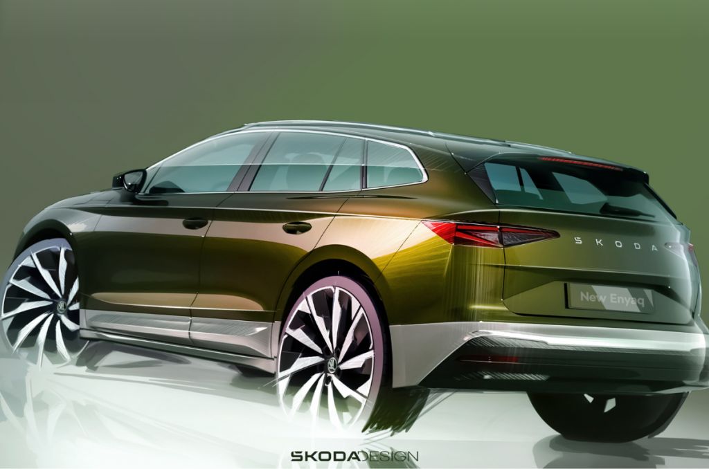 Skoda Enyaq facelift rear teaser sketch 