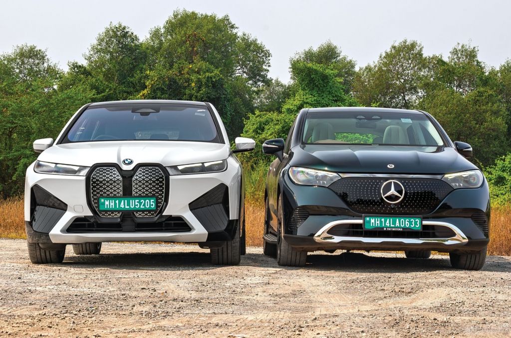 Mercedes EQE SUV vs BMW iX50 exterior